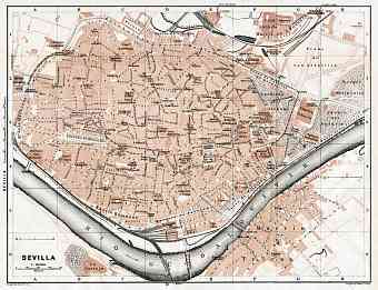 Seville (Sevilla) city map, 1913