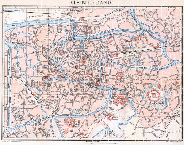 Ghent (Gent) city map, 1908. Use the zooming tool to explore in higher level of detail. Obtain as a quality print or high resolution image