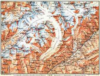 Aletsch Glacier and environs map, 1897