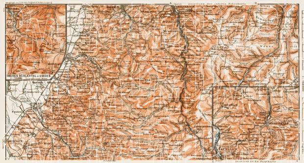 Schwarzwald (the Black Forest). The Murgtal region map with Bühlertal district map, 1909. Use the zooming tool to explore in higher level of detail. Obtain as a quality print or high resolution image