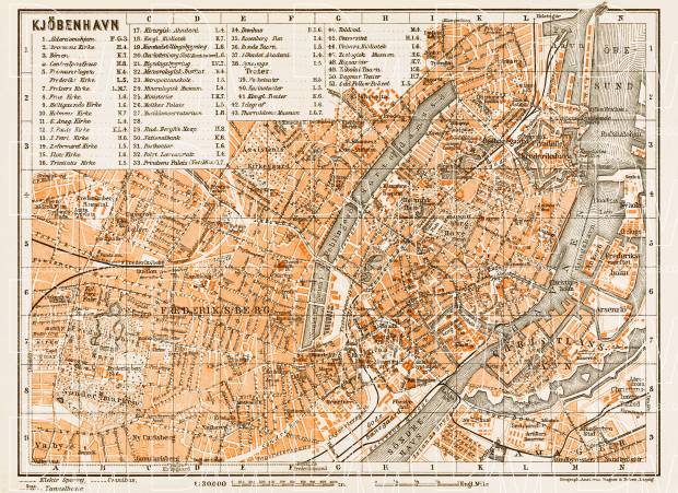 Copenhagen (Kjöbenhavn, København) city map, 1931. Use the zooming tool to explore in higher level of detail. Obtain as a quality print or high resolution image