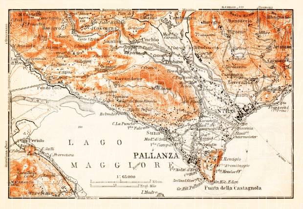 Pallanza and environs map, 1908. Use the zooming tool to explore in higher level of detail. Obtain as a quality print or high resolution image