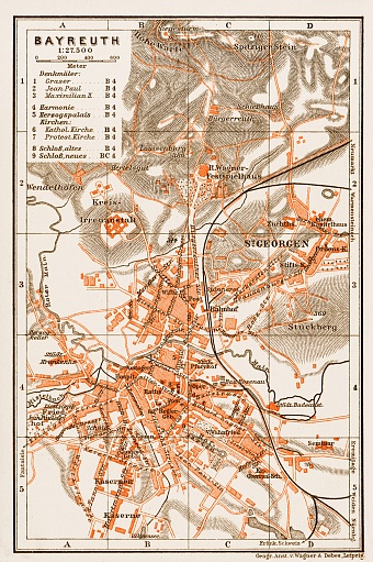 Bayreuth city map, 1909
