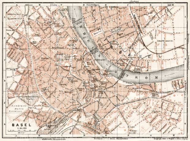 Basel (Bâle, Basle) city map, 1909. Use the zooming tool to explore in higher level of detail. Obtain as a quality print or high resolution image