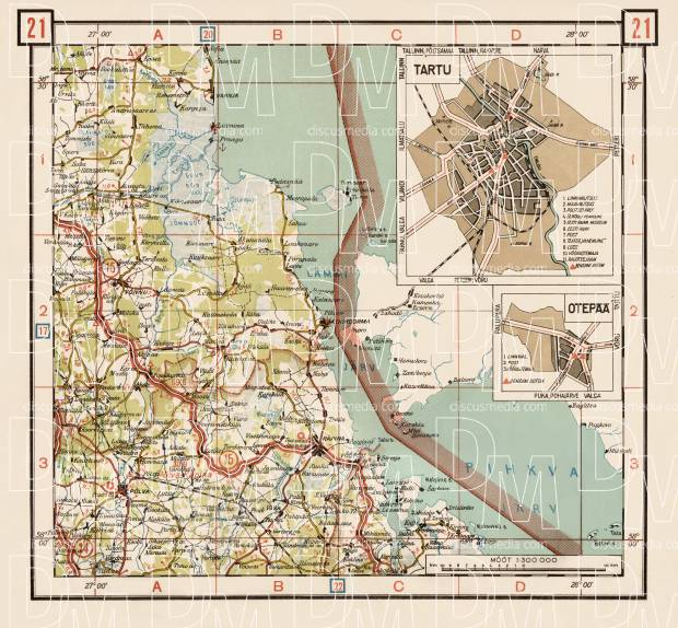 Estonian Road Map, Plate 21: Räpina. 1938. Use the zooming tool to explore in higher level of detail. Obtain as a quality print or high resolution image
