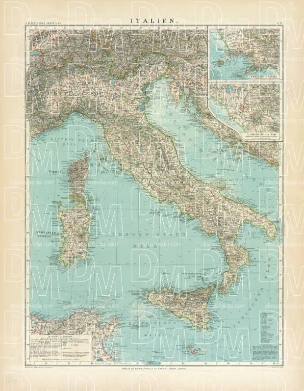 Italy Map, 1905. Use the zooming tool to explore in higher level of detail. Obtain as a quality print or high resolution image