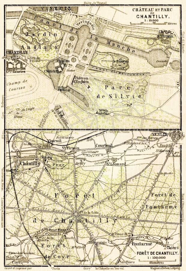 Chantilly, Château de Chantilly map, 1903. Use the zooming tool to explore in higher level of detail. Obtain as a quality print or high resolution image