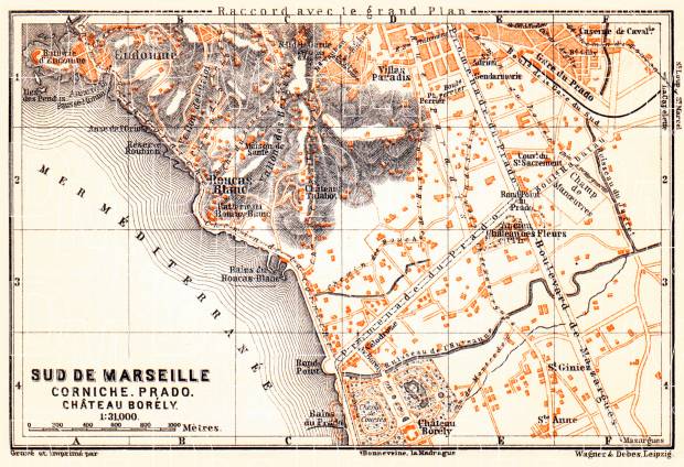 Map of the south suburbs of Marseille, 1900. Use the zooming tool to explore in higher level of detail. Obtain as a quality print or high resolution image