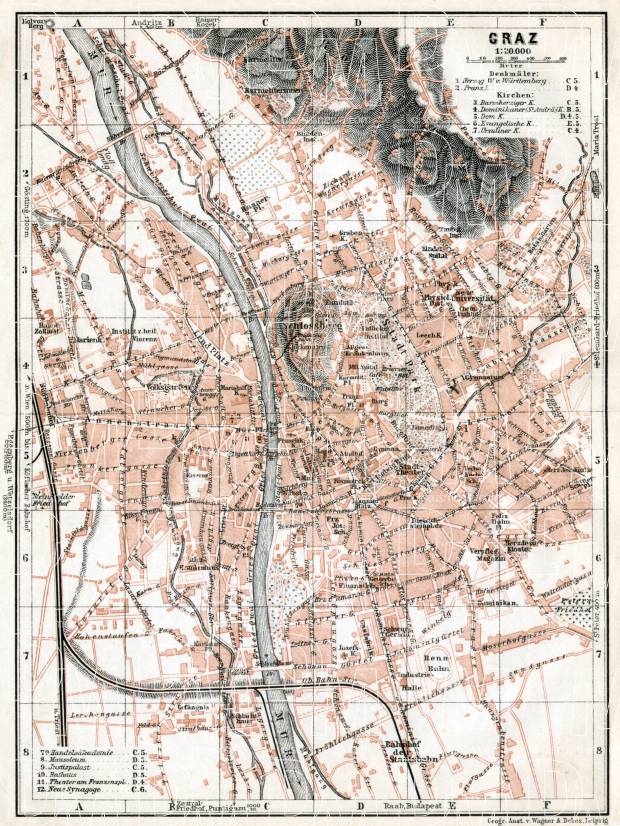 Graz city map, 1910. Use the zooming tool to explore in higher level of detail. Obtain as a quality print or high resolution image