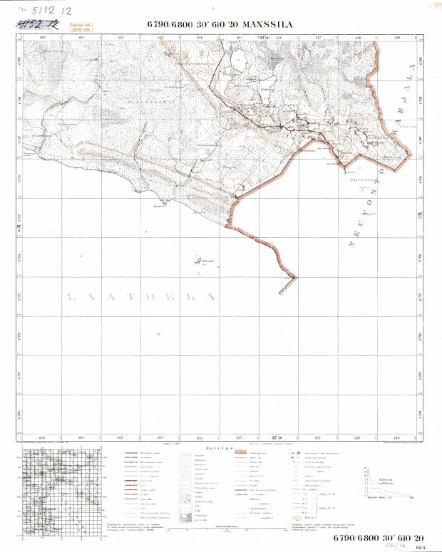 Mansila. Manssila. Topografikartta 511212. Topographic map from 1940. Use the zooming tool to explore in higher level of detail. Obtain as a quality print or high resolution image