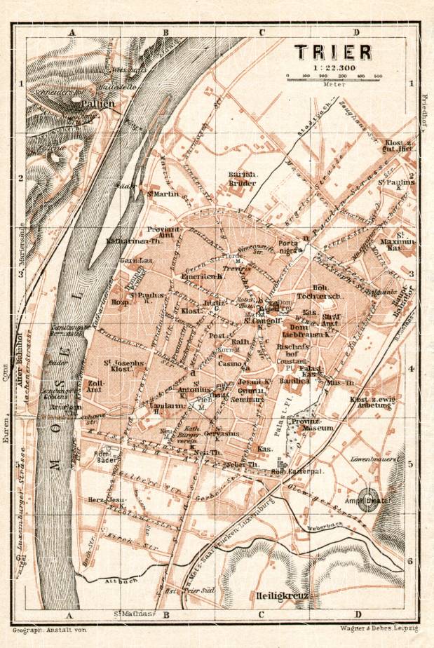 Trier city map, 1906. Use the zooming tool to explore in higher level of detail. Obtain as a quality print or high resolution image