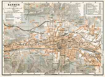 Barmen (now part of Wuppertal) city map, 1906