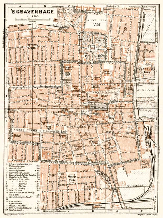 The Hague (Den Haag, s’Gravenhage) city map, 1909. Use the zooming tool to explore in higher level of detail. Obtain as a quality print or high resolution image