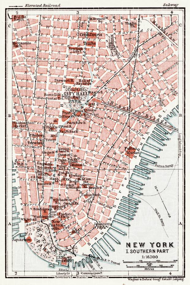 New York, Southern Part Map, 1909. Use the zooming tool to explore in higher level of detail. Obtain as a quality print or high resolution image