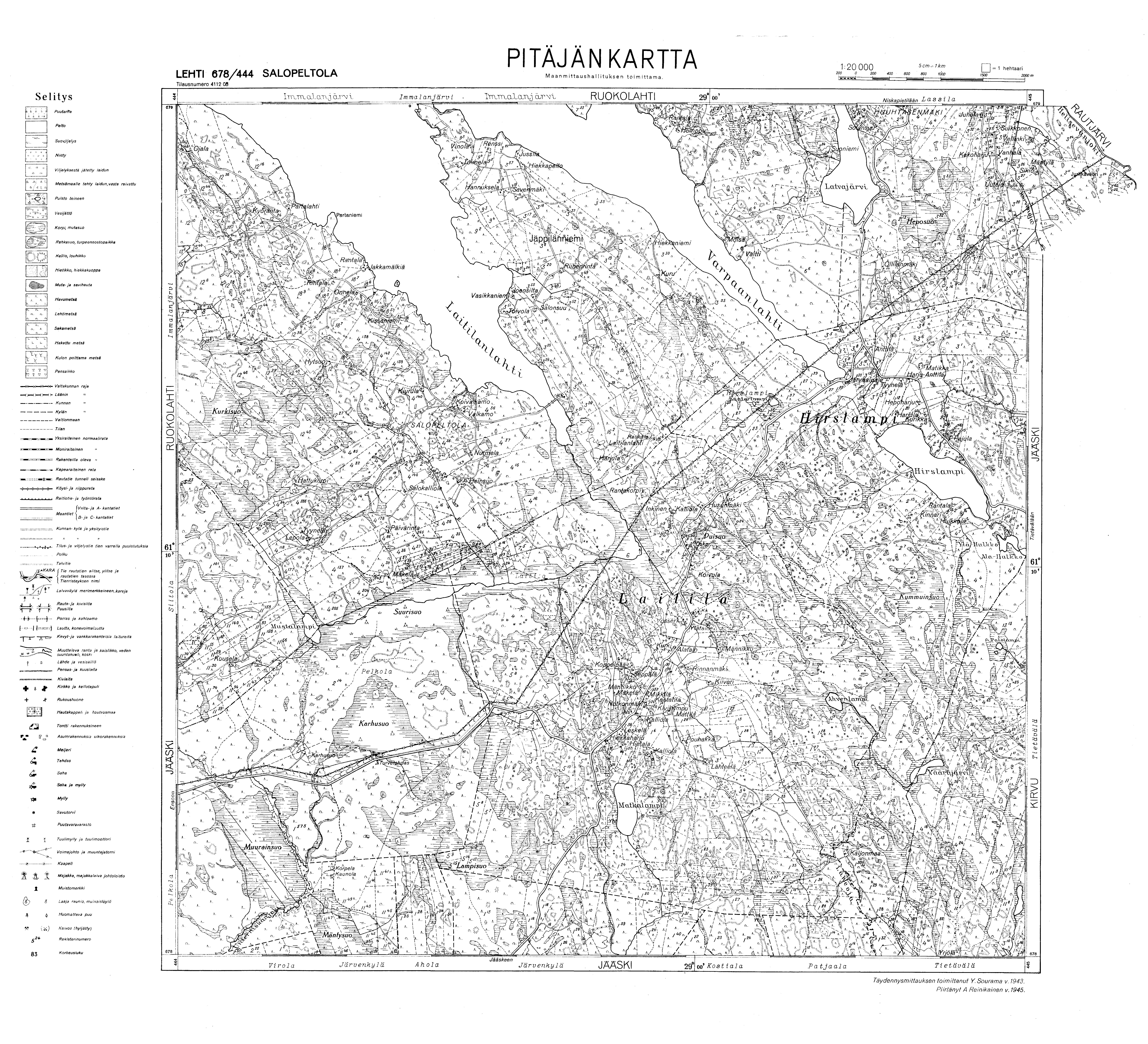 Salopeltola. Pitäjänkartta 411208. Parish map from 1945