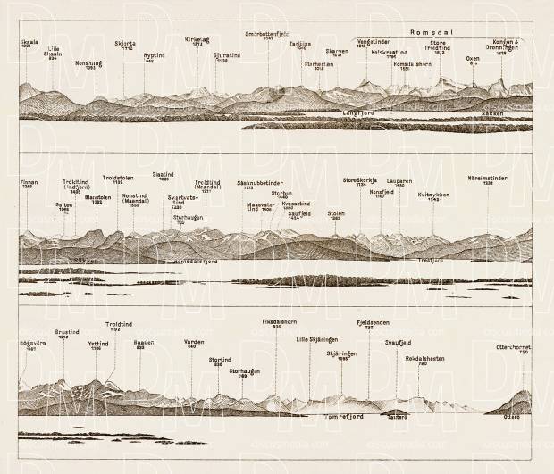 Rekneshaug (the Reknes Ridge) panorame, 1931. Use the zooming tool to explore in higher level of detail. Obtain as a quality print or high resolution image