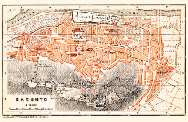 Sagunto city map, 1899. Use the zooming tool to explore in higher level of detail. Obtain as a quality print or high resolution image