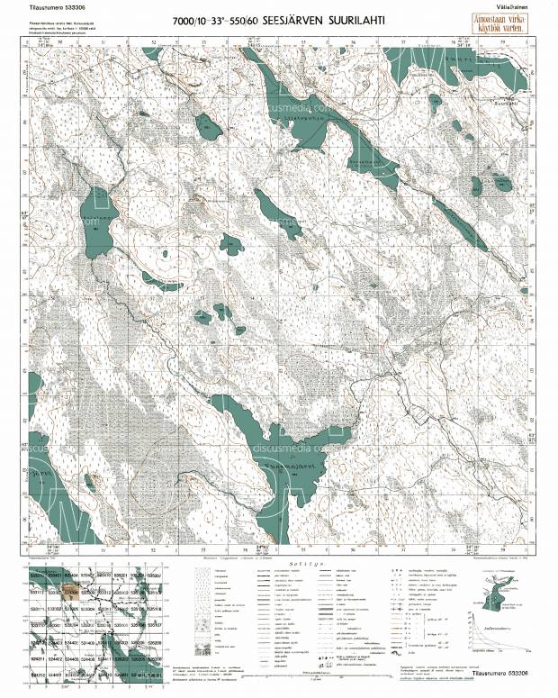Velikaja Guba. Seesjärven Suurlahti. Topografikartta 533306. Topographic map from 1942. Use the zooming tool to explore in higher level of detail. Obtain as a quality print or high resolution image