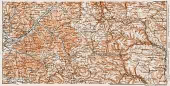 Schwarzwald (the Black Forest). Elz valley (Elztal), Simonswäld Valley (Simonswälder Tal), BRīgach- and Breg Valleys (BRīgachtal and Bregtal) region map, 1909
