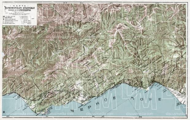 The Black Sea coast of the Caucasus: Gagry - Suhumi, 1914. Use the zooming tool to explore in higher level of detail. Obtain as a quality print or high resolution image