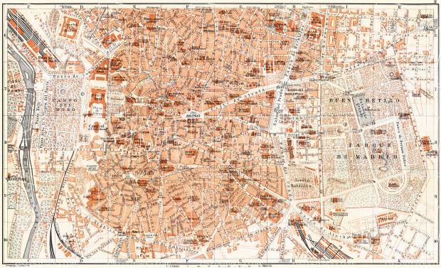 Madrid, city centre map, 1899. Use the zooming tool to explore in higher level of detail. Obtain as a quality print or high resolution image
