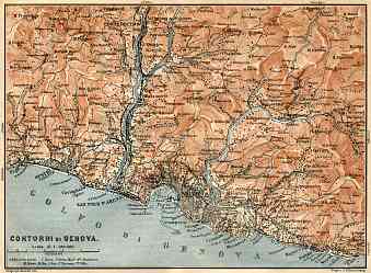 Genoa (Genova) environs map, 1913