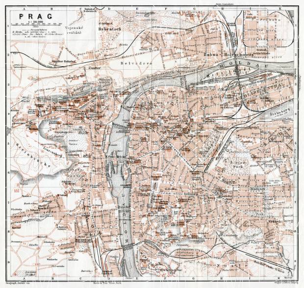 Old Map Of Praha Praha In 1910 Buy Vintage Map Replica Poster Print Or Download Picture