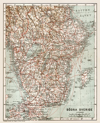 Map of the southern part of Sweden, 1929