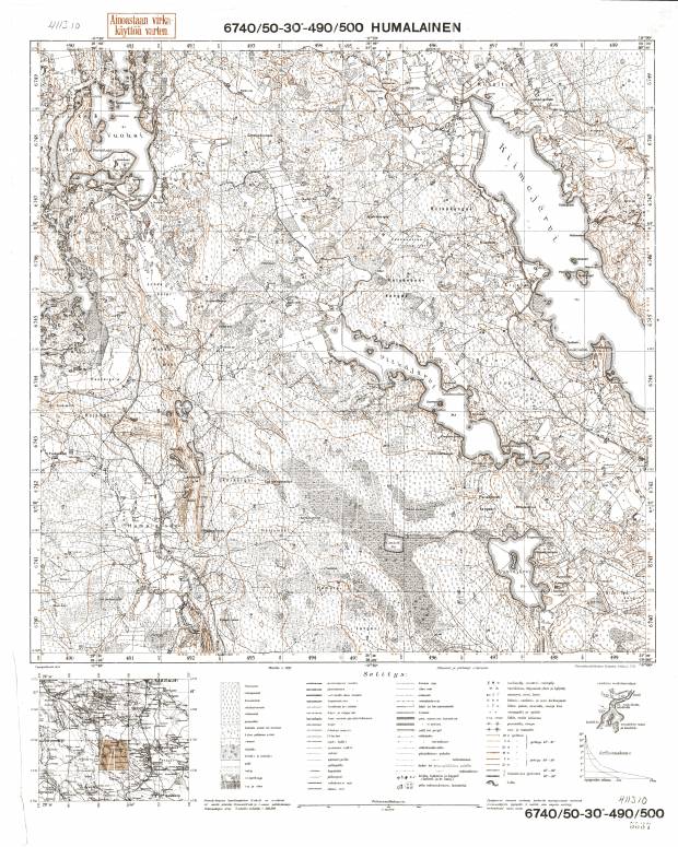 Humalainen. Topografikartta 411310. Topographic map from 1939. Use the zooming tool to explore in higher level of detail. Obtain as a quality print or high resolution image