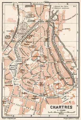 Chartres city map, 1909