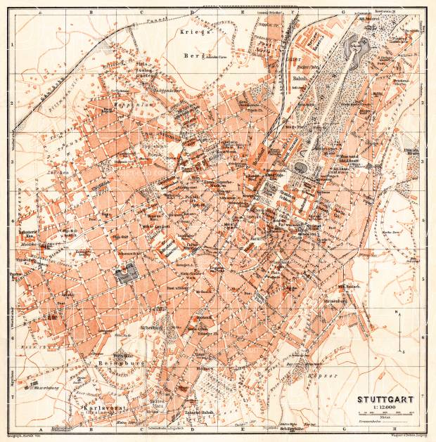 Stuttgart city map, 1906. Use the zooming tool to explore in higher level of detail. Obtain as a quality print or high resolution image