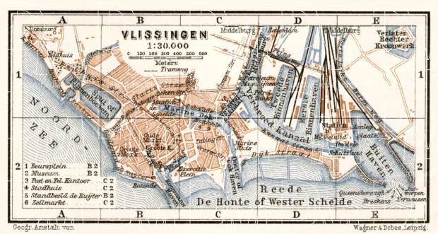 Vlissingen city map, 1909. Use the zooming tool to explore in higher level of detail. Obtain as a quality print or high resolution image