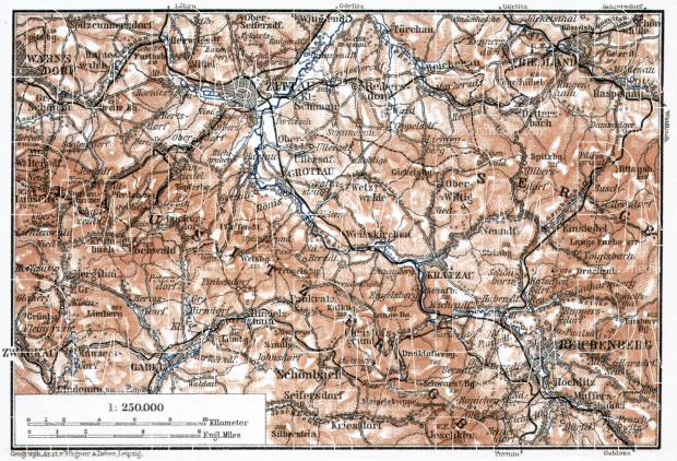 Zittau and environs map, 1911. Use the zooming tool to explore in higher level of detail. Obtain as a quality print or high resolution image