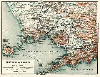 Naples (Napoli) and farther environs map, 1898