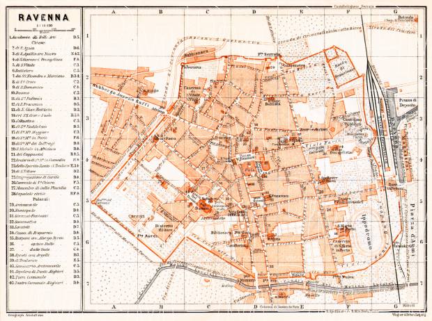 Ravenna city map, 1908. Use the zooming tool to explore in higher level of detail. Obtain as a quality print or high resolution image