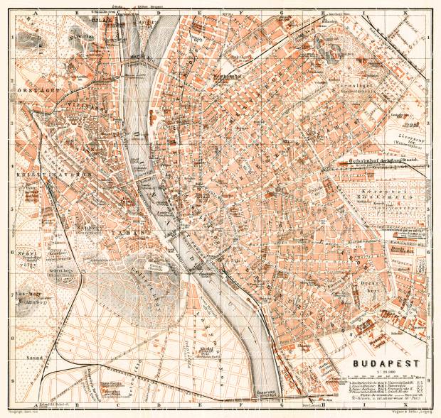 Budapest city map, 1906. Use the zooming tool to explore in higher level of detail. Obtain as a quality print or high resolution image