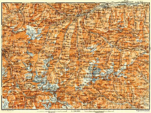 Graian Alps map, 1908. Use the zooming tool to explore in higher level of detail. Obtain as a quality print or high resolution image