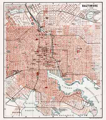 Baltimore city map, 1909