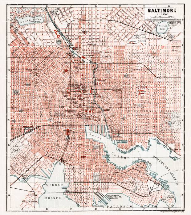Baltimore city map, 1909. Use the zooming tool to explore in higher level of detail. Obtain as a quality print or high resolution image