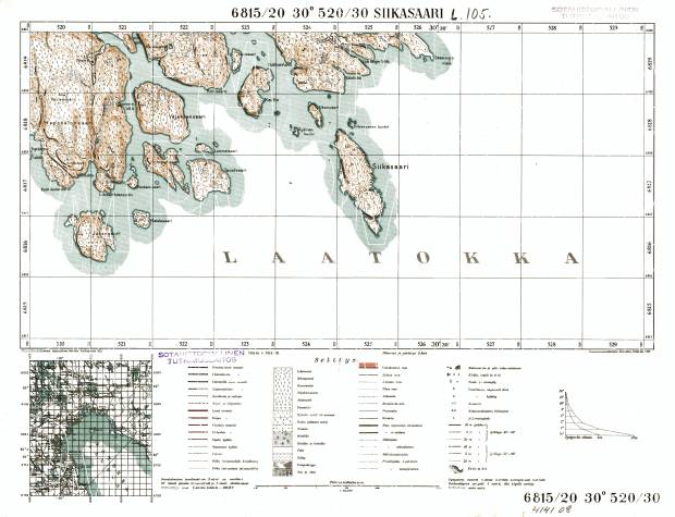 Svinoj Island. Siikasaari. Topografikartta 414108. Topographic map from 1939. Use the zooming tool to explore in higher level of detail. Obtain as a quality print or high resolution image