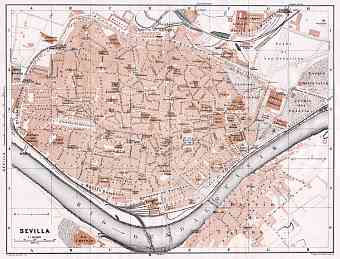 Seville (Sevilla) city map, 1911