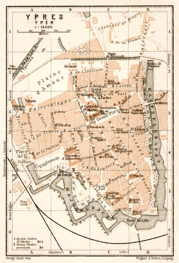 Ypres city map, 1909. Use the zooming tool to explore in higher level of detail. Obtain as a quality print or high resolution image