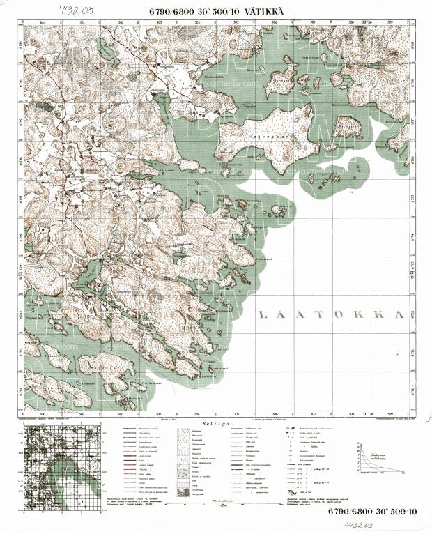 Vjatikkja. Vätikkä. Topografikartta 413203. Topographic map from 1932. Use the zooming tool to explore in higher level of detail. Obtain as a quality print or high resolution image