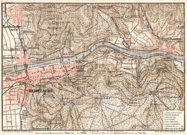 Heidelberg and environs map, 1906. Use the zooming tool to explore in higher level of detail. Obtain as a quality print or high resolution image