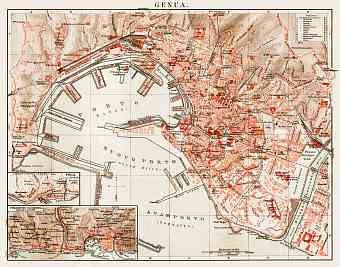 Genoa (Genova) city map, 1913
