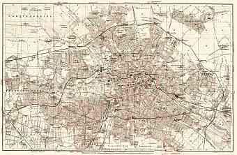 Berlin, city map with tramway and S-Bahn networks, 1906