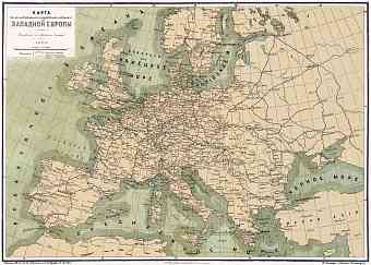 Europe. Railways and waterways map (in Russian), 1903