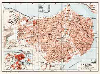 Havana (Habana), city map. Map of the Environs of Havana (Habana), 1909