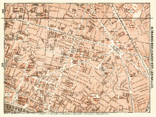 Central Paris districts map: Grands Boulevards and Les Halles, 1903. Use the zooming tool to explore in higher level of detail. Obtain as a quality print or high resolution image