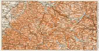 Schwarzwald (the Black Forest). The Höllentalbahn railroad and Felberg-Belchen region map, 1909